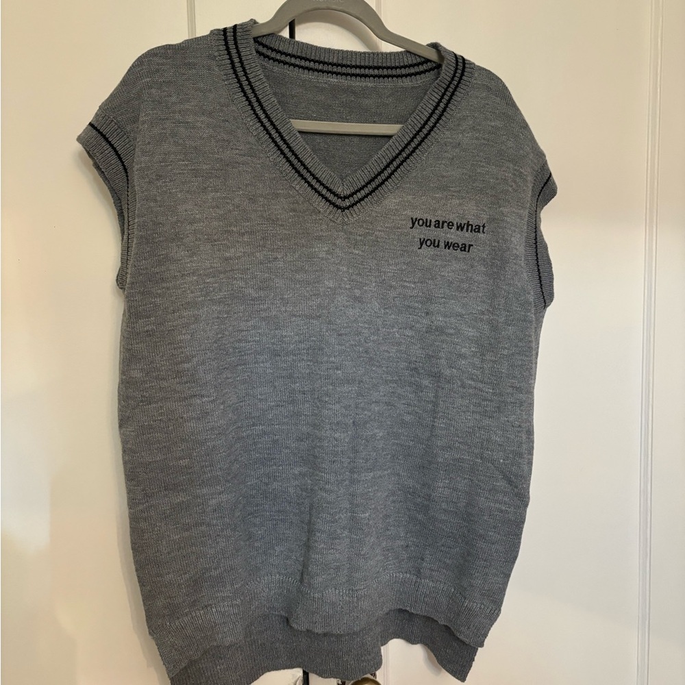Grey V Neck Sweater Vest